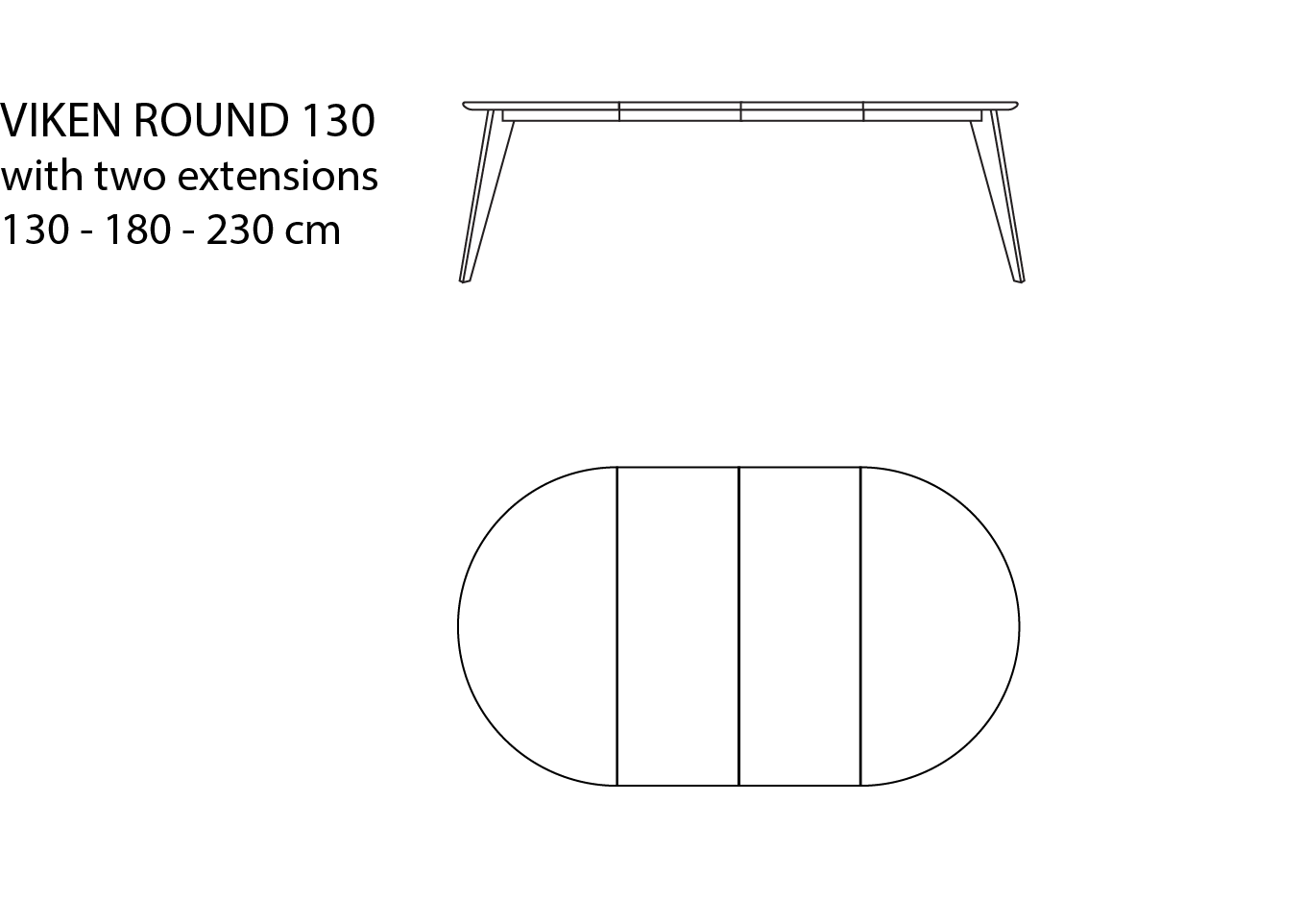 Viken round spisebord - Tegning 3