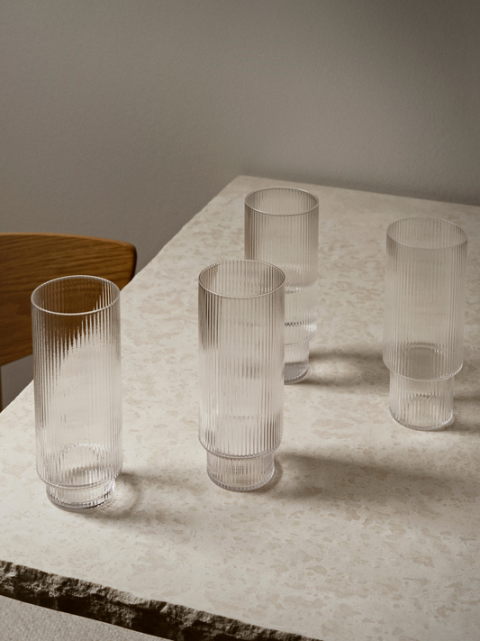 Ripple Long Drink Glasses, 4 stk fra Ferm Living