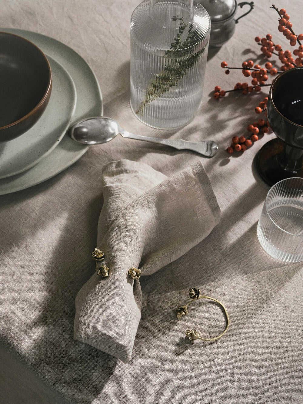 4pk Forest Napkin Rings - Brass fra Ferm Living
