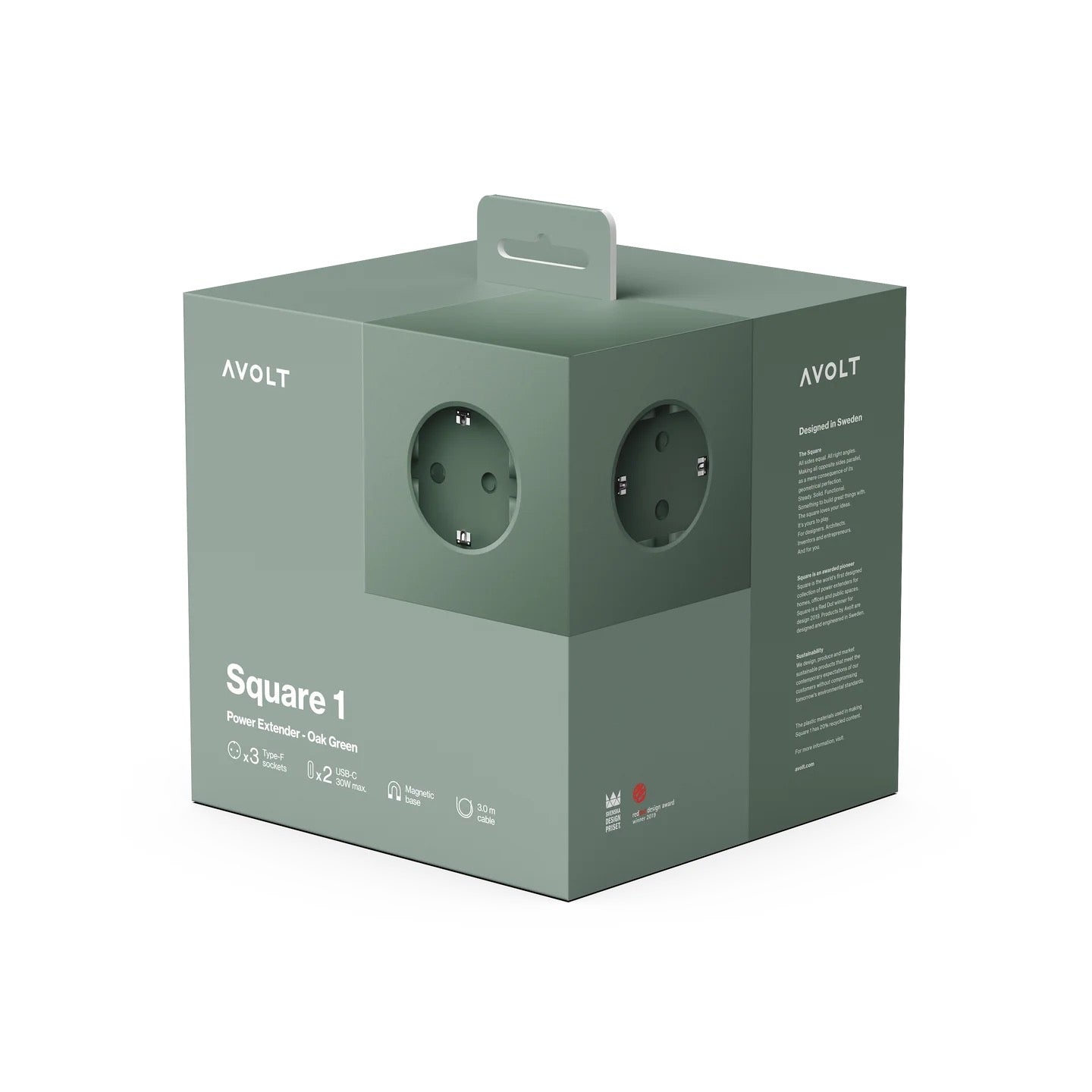 Square 1 – Oak Green USB-C (3 m) fra Avolt