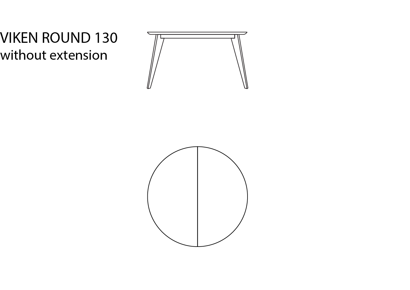Viken round spisebord - Tegning 1