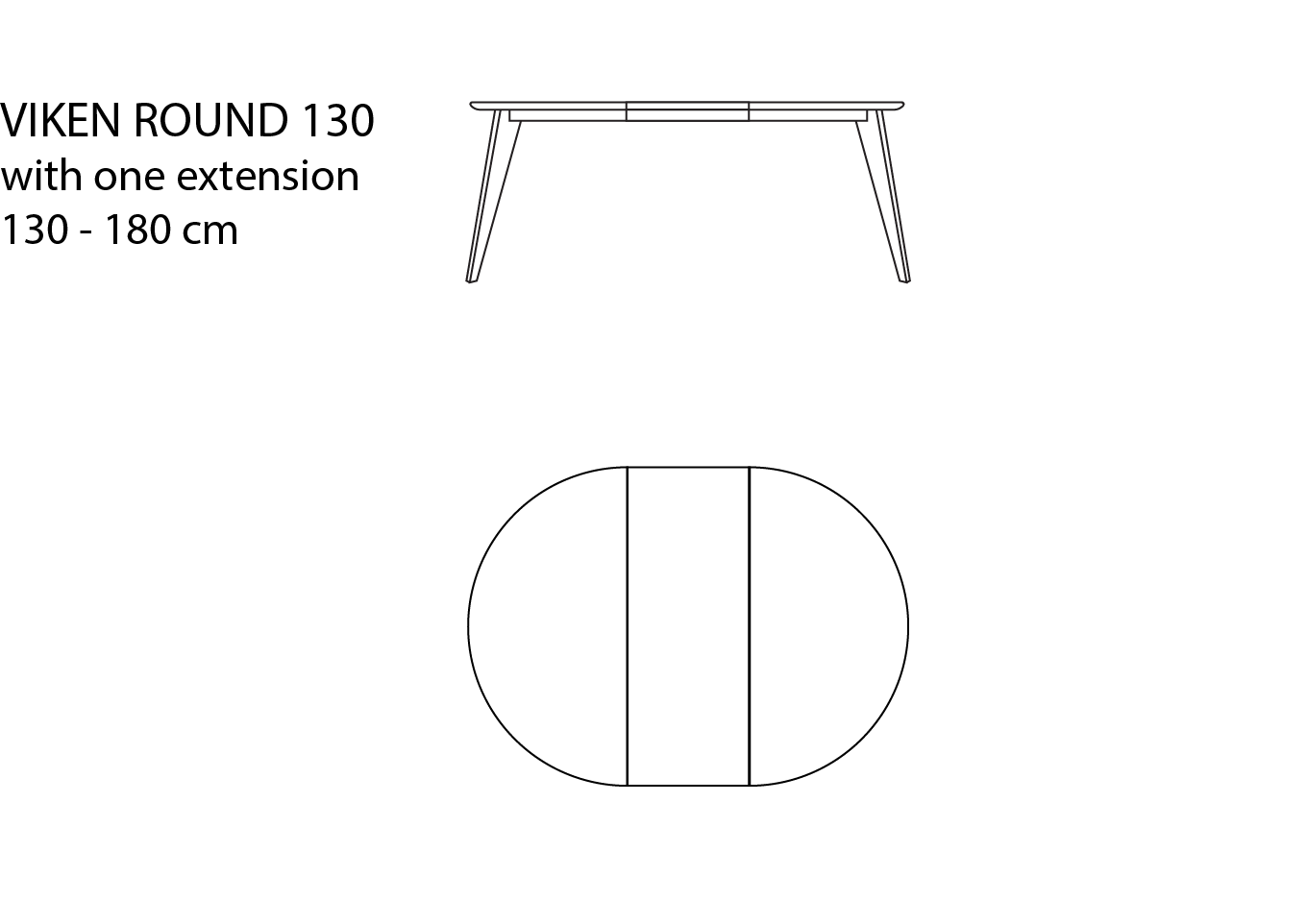 Viken round spisebord - Tegning 2