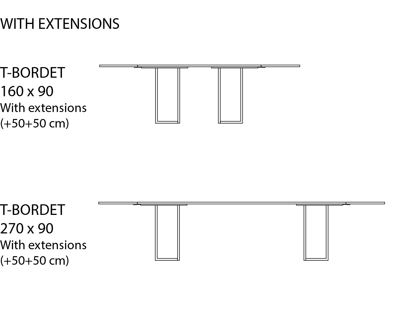T-bordet dining table extensions - Tegning 4